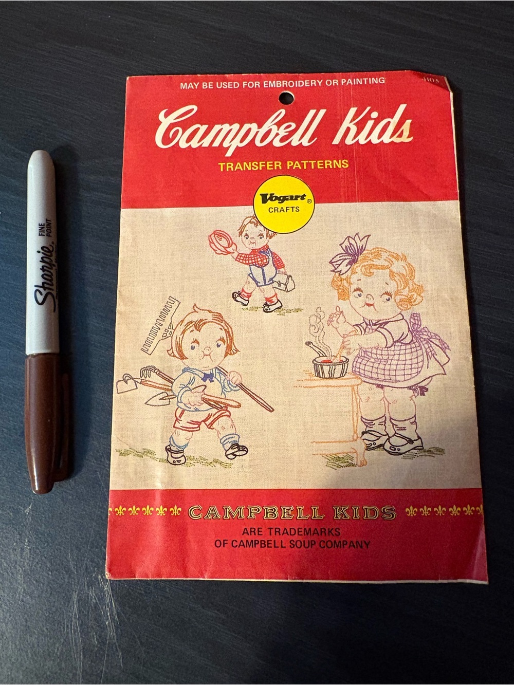 Campbell Kids Red & Cream Transfer Pattern Sheet by Vogart Crafts